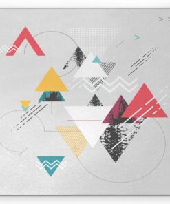 Ambesonne Abstract Mouse Pad, Abstract Geometric Modern Design with Triangle and Typed Detailed Art, Rectangle Non-Slip Rubber Mousepad, Standard Size, Mustard Pale Grey Teal