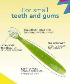 RADIUS Totz Toothbrush Extra Soft Brush BPA Free & ADA Accepted Designed for Delicate Teeth & Gums for Children 18 Months & Up - Blue Coral Yellow - Pack of 3 3 Count (Pack of 1) Blue/Coral/Yellow 19 717ODdOnp L