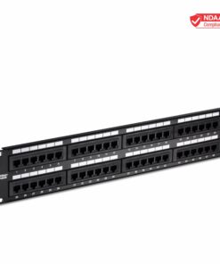 TRENDnet 48-Port Cat5-5e RJ-45 UTP Unshielded Patch Panel, Wallmount or Rackmount,100Mhz,Cat5e Krone Connectors, Color-Coded Labeling, Cat3,Cat5e,Cat4,Cat3 Compatible,2U Rackmount, Black,TC-P48C5E 12 717OuBn3z L