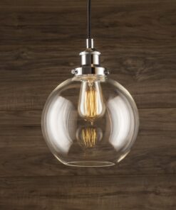 Linea di Liara Primo Large Chrome Glass Globe Pendant Light Fixture Farmhouse Pendant Lighting for Kitchen Island Mid Century Modern Ceiling Light Clear Glass Shade, UL Listed 15 717P9wxR0RL