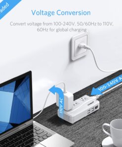 BESTEK Universal Travel Adapter 220V to 110V Voltage Converter with 6A 4-Port USB Charging and UK/AU/US/EU Worldwide Plug Adapter (White) white 22 717QAEyuT5L