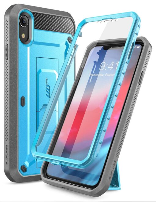 SupCase Unicorn Beetle Pro Series Case Designed for iPhone XR, with Built-in Screen Protector Full-Body Rugged Holster Case for iPhone XR 6.1 Inch (2018 Release) (Blue) Blue