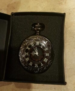 Realpoo Black Hollow Men's Pocket Watch, Roman Digital Scale Men's Quartz Pocket Watches, Quartz Pocket Watch with Chain for Men-Black 30 717QJ1Rx8fL