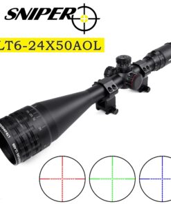 Alternative view of FSI Sniper 6-24x50mm Scope W Front AO Adjustment. Red/Blue/Green mil-dot Reticle. Comes with Extended Sunshade and Heavy Duty Ring Mount