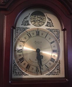 Bedford Clock Collection Grand Antique Colonial Chiming Wall Clock with Roman Numerals in a Cherry Oak Finish, 38" L 21 717SNd5dOXL