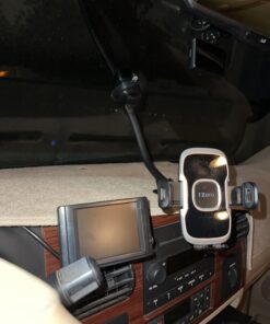 1Zero Solid Car Truck Phone Mount Holder with 14-Inch Gooseneck Long Arm, Windshield Window Mobile Holders w/Industrial-Strength Suction Cup, Anti-Shake Stabilizer Compatible All Cell Phones iPhone Black Mirror Surface with Silver Ring 39 717TegelMLL