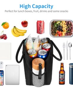 DALINDA Lunch Bag Lunch Box for Women Men Reusable Insulated Lunch Tote Bag,Leakproof Thermal Cooler Sack Food Handbags Case High Capacity forTravel Work School Picnic- Black 28 717TxeqNyUL