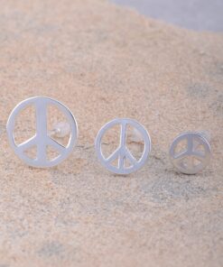 Sterling Silver Peace Sign Stud Earrings 6MM Peace 18 717U6eEMeIL