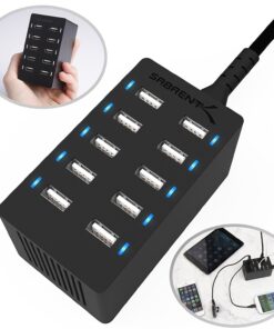 Alternative view of SABRENT 60 Watt (12 Amp) 10 Port [UL Certified] Family Sized Desktop USB Rapid Charger. Smart USB Ports with Auto Detect Technology [Black] (AX-TPCS) 10-Port