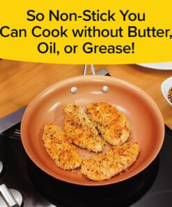 Red Copper 10 inch Pan by BulbHead Ceramic Copper Infused Non-Stick Fry Pan Skillet Scratch Resistant Without PFOA and PTFE Heat Resistant From Stove To Oven Up To 500 Degrees 1 16 717UWFgOsaL