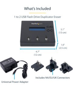 StarTech.com Standalone 1 to 2 USB Flash Drive Duplicator / Cloner / Eraser, Multiple USB Thumb Drive Copier / Sanitizer, System File / Sector-by-Sector Copy, 1.5 GB/min, 3-Pass Erase, LCD (USBDUP12) "1:2" 12 717VtKOh5BL