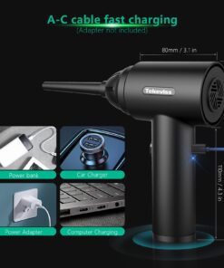 Compressed air Duster - 100000RPM Adjustable Electric Air Duster, Rechargeable 8000mAh Cordless for Dust Off/Cleaning Computer Electronics/Inflating Pool Toys, Replace Air Can/Pump 22 717W6zJiq2L