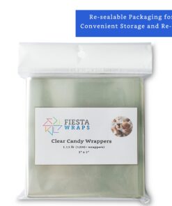 FIESTA WRAPS Clear Candy Wrappers for Caramels (600 Pcs 5 x 5 inches) - Natural Clear Cellophane Candy Wrappers - Caramel Wrappers - Candy Wrapping Paper - Chocolate Wrappers - Lollipop Wrappers 600 Count (Pack of 1) 23 717WN29Lj7S 1