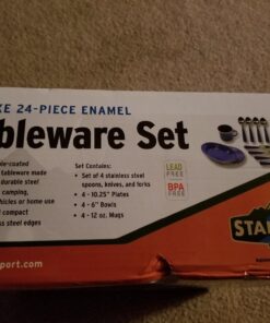 Stansport 24-Piece Enamel Camping Tableware Set Blue 49 717WT1q1FcL