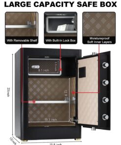 TIGERKING Heavy Duty Large Safe Box 2.05 Cu Ft, Home Safe with Dual Alarm System and Removable Shelf, Security Safes for Money, Documents, Jewelry Valuables JJH58-NEW 8 717X7ZNpL2L