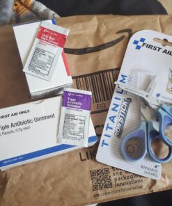 First Aid Only PhysiciansCare 90294 Titanium Non-Stick First Aid Bandage Scissors, 4" Bent, Blue Shear 20 717YVcL3kL