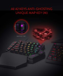 Redragon K585 DITI One-Handed RGB Mechanical Gaming Keyboard, 42 Keys Type-C Professional Gaming Keypad w/Upgraded Hot-Swappable Socket, 7 Onboard Macro Keys & Detachable Wrist Rest Blue Switch Black 33 717YVuaid L