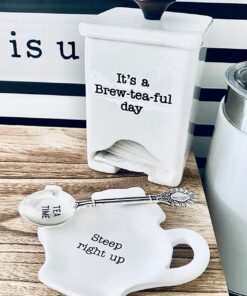 Mud Pie FBA_ Ceramic Tea Bag Caddy, White 39 717Z6RrPo L