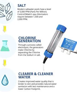 ControlOMatic MegaChlor Saltwater Chlorine Generator, Chlorinator for Swim Spas and Above Ground Pools Up to 17,000 Gallons Swim Spas up to 17,000 Gal 9 717ZcdlwncL