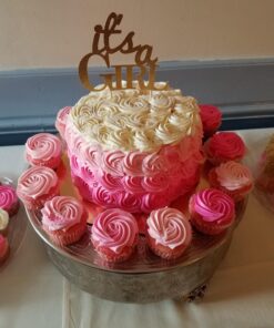 All About Details Silver It's-a-girl Cake Topper, 1pc, baby shower cake topper, Party Decor, baby shower decoration, Glitter Topper (Gold) Gold 24 717bCUVFtL