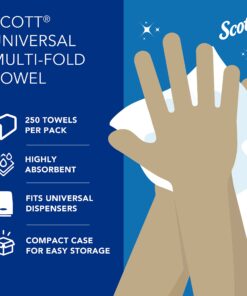 Scott® Multifold Paper Towels (03650), with Absorbency Pockets™, 9.2" x 9.4" sheets, White, Compact Case for Easy Storage, (250 Sheets/Pack, 12 Packs/Case, 3,000 Sheets/Case) 250 Count (Pack of 12) 16 717bq2SBVXL