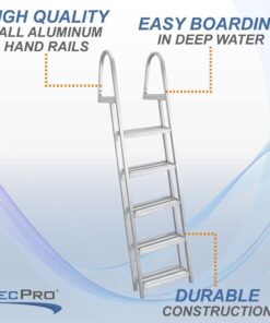RecPro 5 Step Removable Boarding Boat Ladder | AL-A5 | Marine Pontoon Boat Dock | Heavy Duty Aluminum 26 717btZXweL