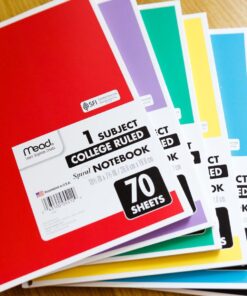 Mead Spiral Notebooks, 6 Pack, 1 Subject, College Ruled Paper, 7-1/2" x 10-1/2", 70 Sheets per Notebook, Color Will Vary (73065) 35 717cTMp7qiL