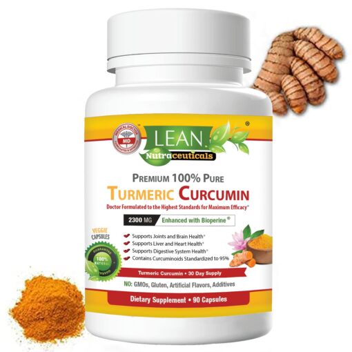 Turmeric Curcumin with Black Pepper Bioperine 2300 mg, Joint Liver Heart Digestion Health Support Herbal Supplement, Natural Curcuma Root Extract Pill Boost Metabolism for Men and Women, 90 Capsules