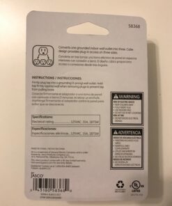 GE 3-Outlet Extender, Grounded Wall Tap, Adapter Spaced, 3-Prong, Multiple Plug, Power Splitter, Cruise Essentials, Use for Home Office School Dorm, UL Listed, White, 58368 1 Pack 3 Outlet | 3-Prong Cube 48 717eCkrseSL