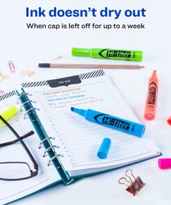 Avery Hi-Liter Desk-Style Highlighters, Smear Safe Ink, Chisel Tip is great for sketch book art, 12 Assorted Colors (98034) 12 highlighters 14 717eKoizW9L