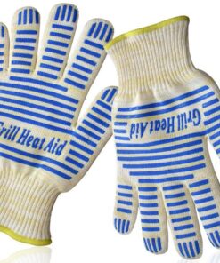 Heat Resistant Gloves, 932°F EN407 Certified. Thick but Light-Weight, Flexible for Oven and BBQ, 2 Blue Gloves, One Size 18 717eLCQ FUL