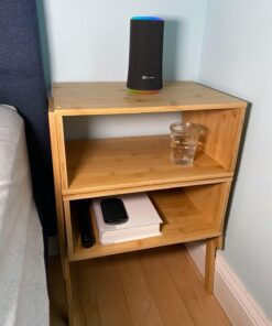 LASUAVY Bamboo Nightstands Set of 2 – Stackable Side Tables with Open Storage Compartment – Rustic Wood Bedside Tables for Bedroom, Living Room, Nursery – Modern and Versatile,Natural 1 46 717eODHOJ8L