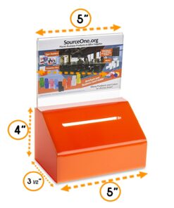 Acrylic Heavy Duty Donation/Ballot Box with Lock and Sign Holder Orange 1 Pack 7 717eWYxLeQL