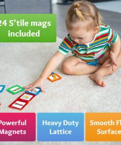 Shapemags Magnetic Tiles for Kids 100 Piece Set - Educational 3D Magnetic Building Blocks for Toddlers - Construction Magnet Toys Kit with Car Base and Stabilizer Plate 100pcs 22 717f0YDYpTL