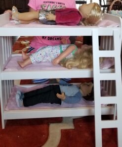 Badger Basket Toy Doll Triple Doll Bunk Bed with Ladder, Bedding, and Personalization Kit for 20 inch Dolls - Pink Gingham 44 717fx9kc6BL