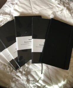Huhuhero Lined Notebook Journal, 120Gsm Thick Paper Journals for Writing, 5 Pack Hardcover Leather Notebooks for Men Women, Daily Journal for Work Business Note Taking, Office School Supplies 5"×8.25" Black 30 717gFSyQ9XL