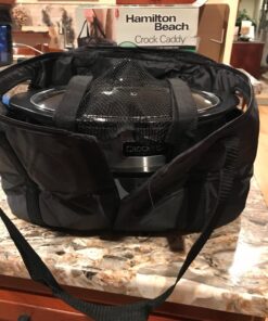 Hamilton Beach Portable Slow Cooker Travel Bag, Insulated Carrier Case for 4, 5, 6, 7 & 8 Quart Crock, Internal Mesh Net Holds Pot in Place, Compatible with Other Brands, Black (33002) 41 717gt7ZjXfL
