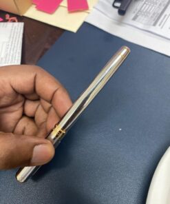 Scriveiner Silver Chrome Rollerball Pen - Stunning Luxury Pen with 24K Gold Finish, Schmidt Ink Refill, Best Roller Ball Pen Gift Set for Men & Women, Professional, Executive Office, Nice, Fancy Pens - Silver with Chrome 49 717hBZK4fYL