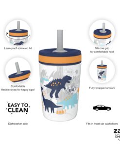 Zak Designs Kelso Toddler Cups For Travel or At Home, 15oz 2-Pack Durable Plastic Sippy Cups With Leak-Proof Design is Perfect For Kids (DinoRoar, Zaksaurus) DinoRoar & Zaksaurus 16 717hP5ccgXL