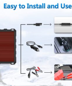 POWOXI 3.3W-Solar-Battery-Trickle-Charger-Maintainer -12V Portable Waterproof Solar Panel Trickle Charging Kit for Car, Automotive, Motorcycle, Boat, Marine, RV, Trailer, Powersports, Snowmobile, etc. Solar Powered Battery Chargers 3.3w 21 717jEbD6qAL
