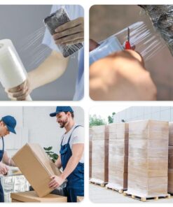 6 Pack Stretch Wrap Film with 2pcs Handle, 60 Gauge Thick Industrial Strength Hand Stretch Wrap, 6" x 656 Ft Plastic Pallet Shrink Film Heavy Duty Self-Adhering Plastic Wrap for Packing, Moving 13 717k0sOQNVL