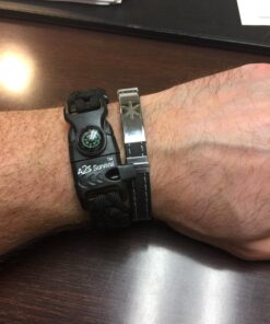 A2S Protection Paracord Bracelet K2-Peak – Survival Bracelets with Embedded Compass Whistle EDC Hiking Gear- Camping Gear Survival Gear Emergency Kit Black / Black 9" 14 717kVs5a9EL
