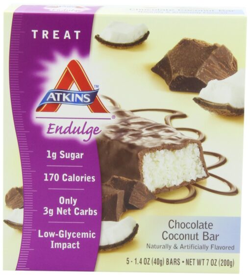 Atkins Endulge Bars, Chocolate Coconut, 5-Count 1.4-Ounce Bars (Pack of 3) 5 Count (Pack of 3)