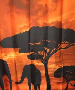 Vandarllin Mother and Baby African Elephants Bathroom Shower Curtain, Sunset Safari Theme (Orange,Black) (66" x 72") 66" x 72" 22 717lk7MUbAL