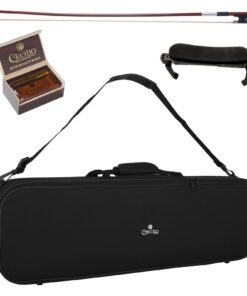 Cecilio CVN-EAS Ebony Fitted Solidwood Violin in Satin Antique with Deluxe Oblong Hard Case Size 4/4 (Full Size) full-size 14 717m8xzsIoL