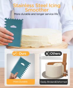 Cake Stand Revolving Cake Turntable - TangChu Heavy Duty Aluminium 12 Inch Cake Decorating Supplies with 1 Icing Spatula and 2 Comb Icing Smoother, Cake Decorating Kit, Rotating Display Stand 21 717mDhdMSTL