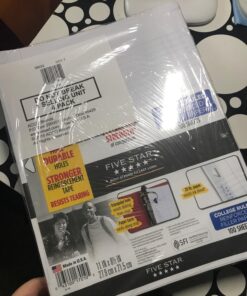 Five Star Loose Leaf Paper + Study App, 4 Pack, 3 Hole Punched, Reinforced Filler Paper, College Ruled Paper, 11" x 8-1/2", 100 Sheets/Pack (38032) 25 717mDwn1s3L