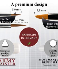 The Army Painter Most Wanted Brush Set - Miniature Small Paint Brush Set of 3 Acrylic Paint Brushes - Drybrush, Regiment Model Paint Brush & Fine Detail Tip Paint Brush for Watercolor Oil Painting 16 717moVJ9hKL 5
