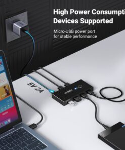 UGREEN USB 3.0 Switch Selector 2 Computers Share 4 USB 3.0 Ports KVM Switcher USB for PC Laptop Keyboard Mouse Printer Scanner One Button Switch Adapter with 2 Pack USB 3.0 Cables 34 717msd8hlL