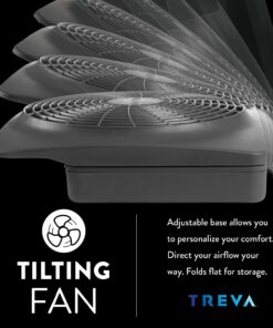 O2COOL Treva 10-Inch Portable Desktop Air Circulation Battery Fan, 2 Speed, Compact Folding & Tilt Design, with AC Adapter (Graphite) 24 717nCA 1RFL